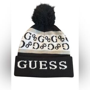 Unisex Guess cuffed beanie with Pom Pom ONE SIZE EUC
